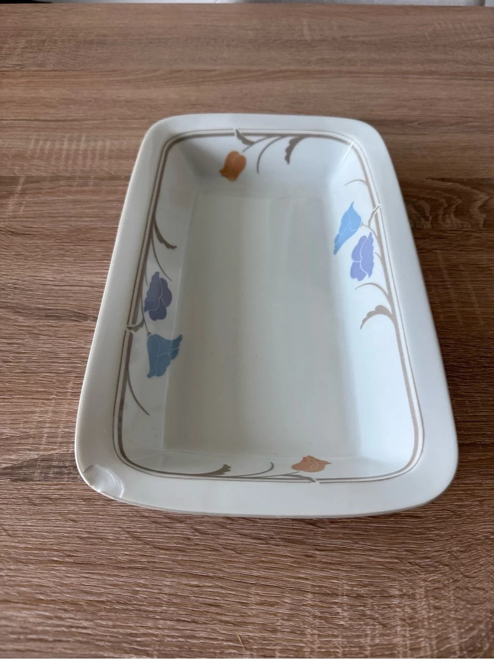 Dansk Tivoli Belles Fleurs Taupe floral pattern Baking Dish 13 in VTG